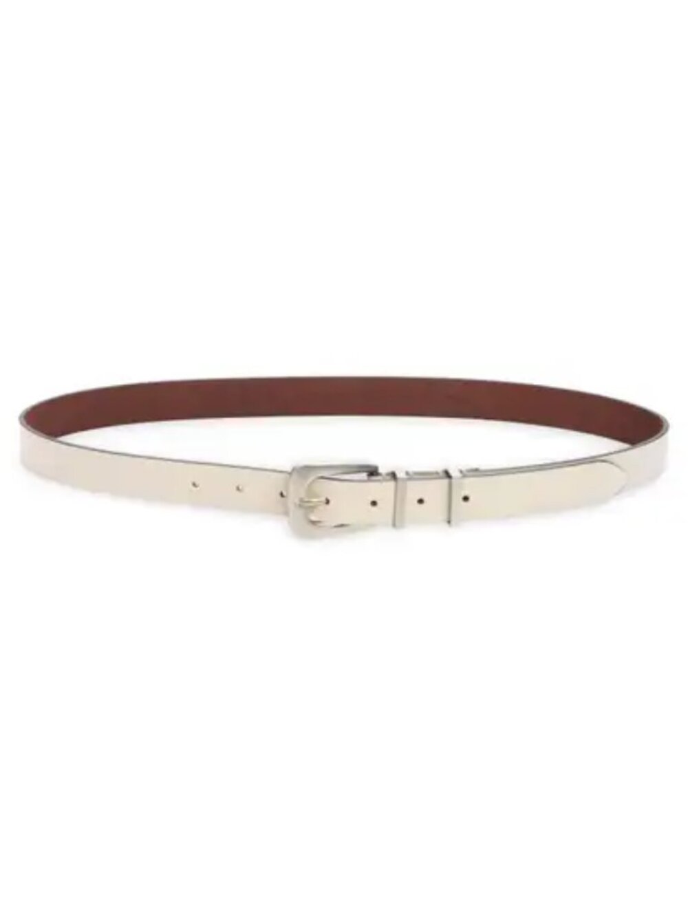 AllSaints Double Keeper Leather Belt X‑Large • Gypsum White / Antique Nickel • N